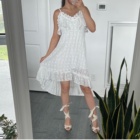 White Tie Front Midi Dress Romantic Vintage Inspired - Size S - Picture 1 of 12